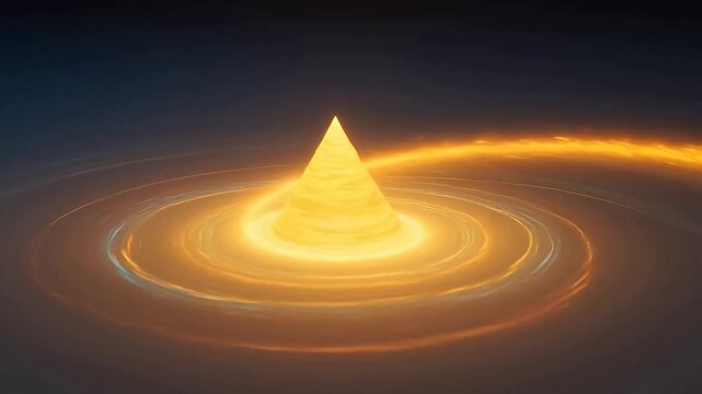 Artistic depiction of a glowing coneshaped object symbolizing peace, mindfulness, and relaxation