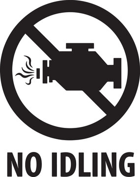 No idling traffic sign with no idling road sign white background