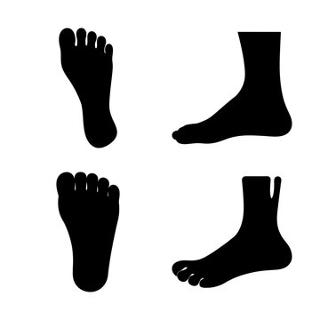 Black and White Silhouette Collection of Human Feet from Various Angles