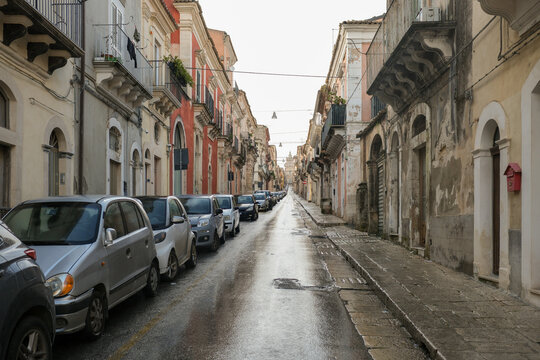 Narrow European Street After Rain