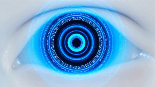 Abstract eye with blue circular patterns for culinary showcases and restaurant branding