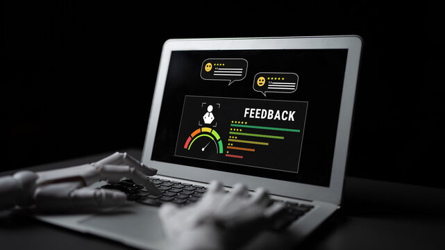 An AI system for analyzing customer feedback and measuring service quality. A dashboard using AI to process user reviews and satisfaction data. Motif