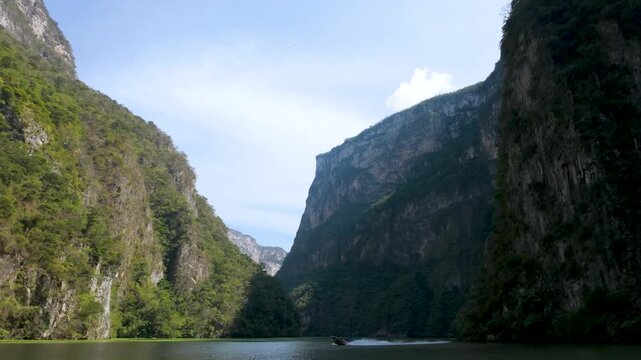 Towering Limestone Cliffs and Lush Vegetation in Sumidero Canyon. Chiapas, Mexico.