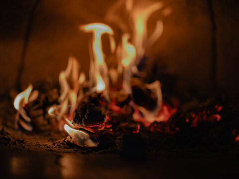 Fire in pizza oven