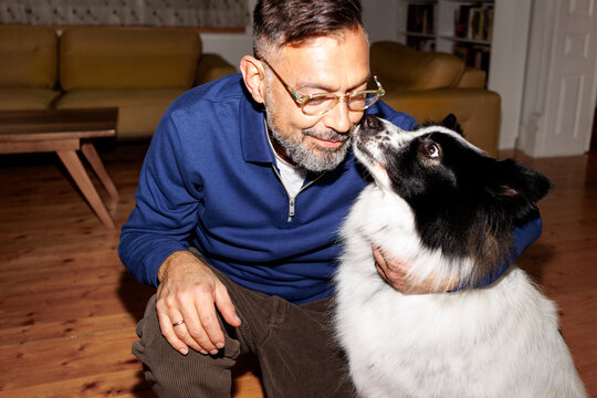 Loving dog kiss
