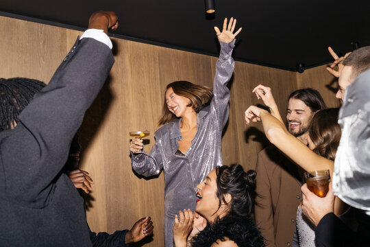 Happy dancing people