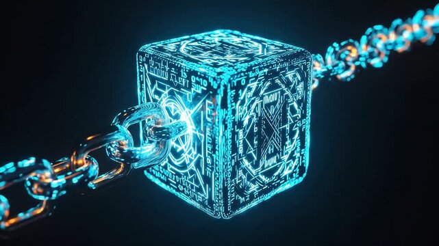 Cubic digital chain link for culinary showcases and restaurant branding