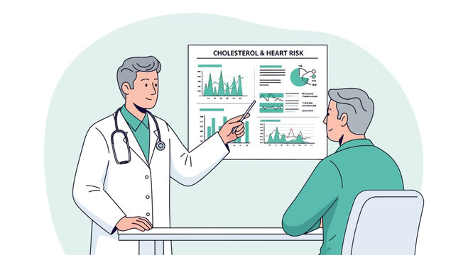 Doctor Explains Cholesterol and Heart Risk Data to Patient