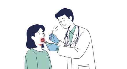Obraz premium Doctor taking throat swab from patient for medical test, illustration