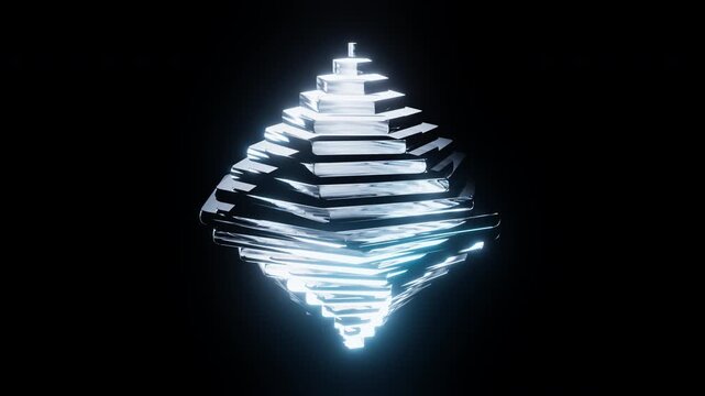 Drawn pyramid in loop on black background