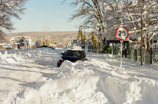 Snowfall in the village