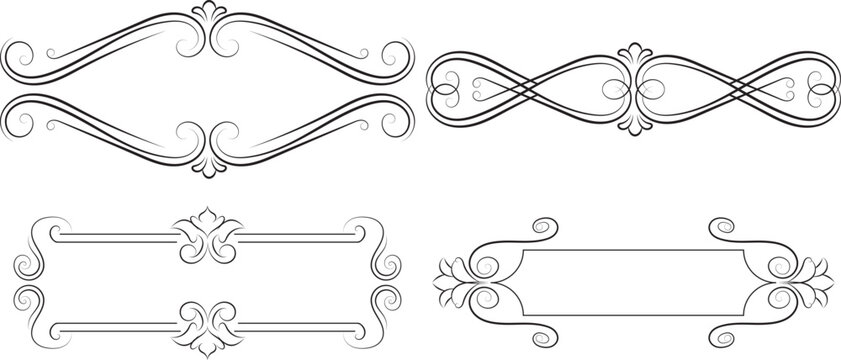 Four black ornamental decorative borders and dividers