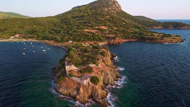 Aerial View of Toroni Beach and Turquoise Sea, Sithonia, Greece