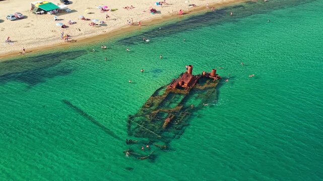 Shipwreck of Epanomi and Snorkelers, Greece