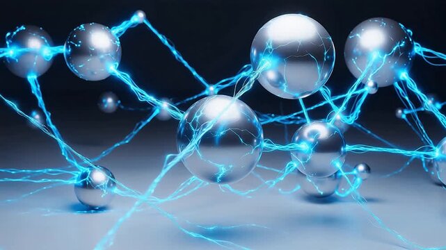 Spheres connected by glowing lines symbolizing freedom, adventure, and exploration