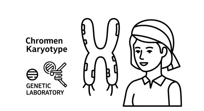 Chromen Karyotype Genetic Laboratory Icon with Person and Chromosome
