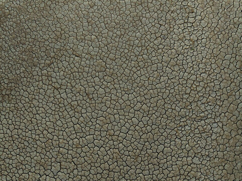 Aerial view of the dry cracked earth and parched soil texture at Manglares de Yucatan in Chicxulub, Yucatan, Mexico.