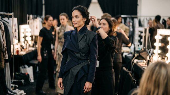 Fashion Designer Backstage Portrait, Professional Editorial Scene