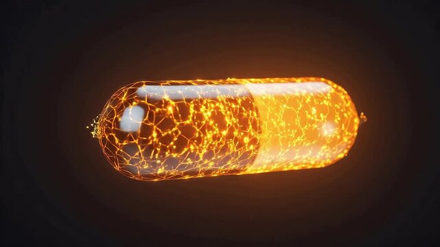 Glowing capsule with network pattern symbolizing growth and future success
