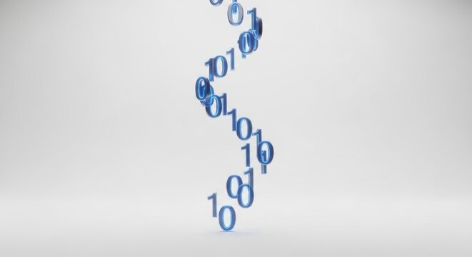 Binary Code Falling in 3D