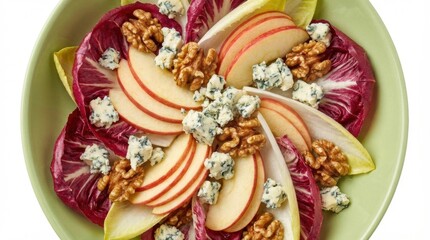 Fototapeta premium Delicious and Colorful Salad with Apples, Walnuts, and Blue Cheese on a Plate.