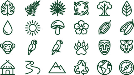 Eco friendly and nature icons set with leaves, animals and earth symbols. © Septarim