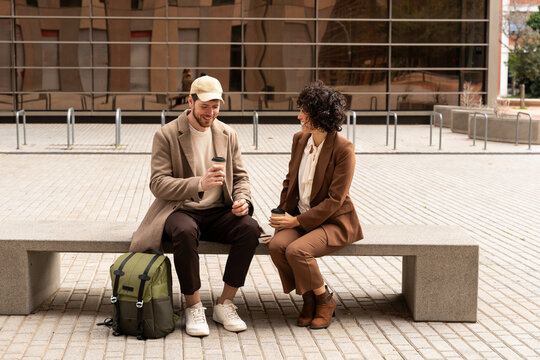 Coworkers Coffee Break Outdoors
