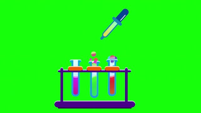 Chemistry Lab Experiment with Bubbling Test Tubes Animation