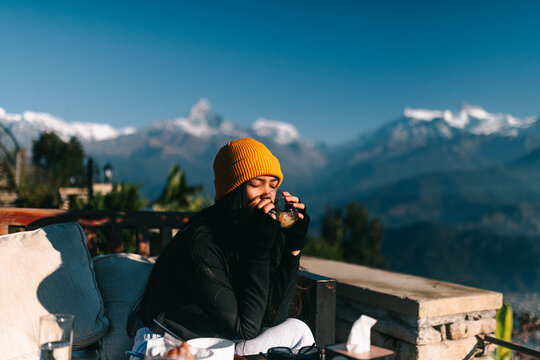 Sipping tea in the morning in Nepal