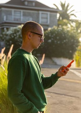 Man use smartphone  City 