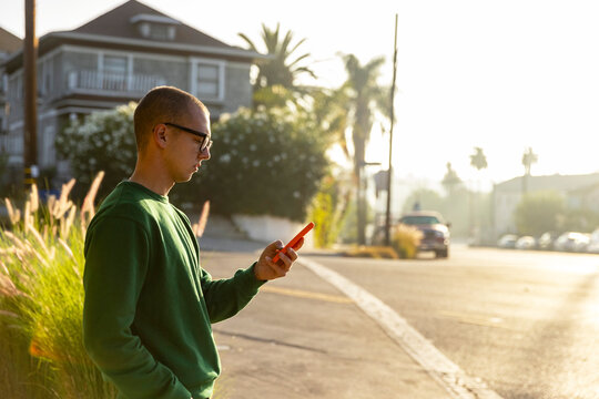 Style Man use mobile  phone Los Angeles 