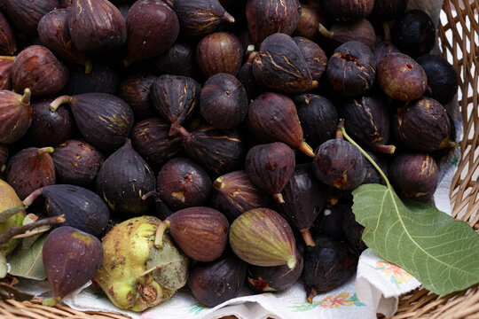 Fresh Figs in a Basket from above