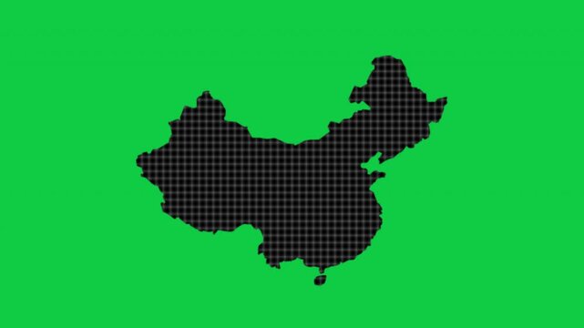 China black cells effect map pop animation green background