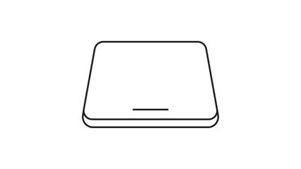Minimalist Trackpad Vector Icon with Editable Stroke. A clean black line illustration of a computer touchpad or laptop mouse pad on a white background for technology and hardware interface design. © Saima