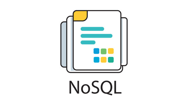 NoSQL Document Database Vector Icon with Editable Stroke. Modern flat illustration of a document stack representing non-relational data storage, big data management, and cloud computing technology.