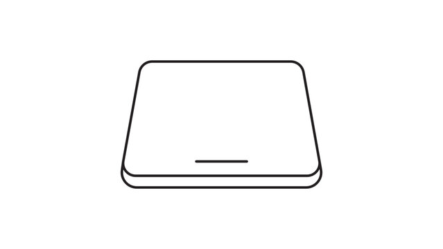 Minimalist Trackpad Vector Icon with Editable Stroke. A clean black line illustration of a computer touchpad or laptop mouse pad on a white background for technology and hardware interface design.