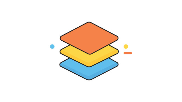 Modern Flat Vector Icon of a Stacked Layer System with Editable Stroke, Representing Software Architecture, Data Storage, or Design Layers, Isolated on White Background for Web and App Design.