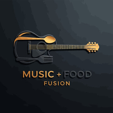 Creative Guitar With Spoon and Fork Fusion Concept.