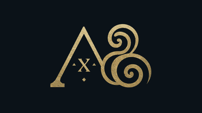 Elegant gold lettermark logo design on dark background suitable for branding