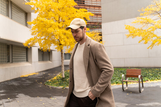 Man Walking Autumn City