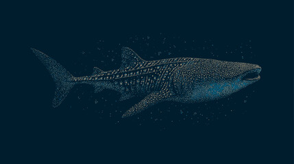 Obraz premium Whale shark swimming underwater in deep blue ocean vector illustration