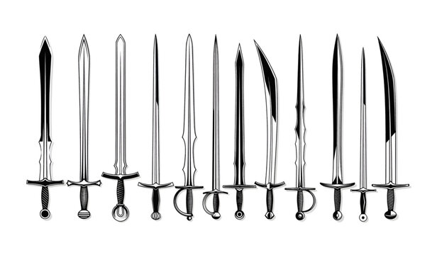 Collection of various historic swords.
