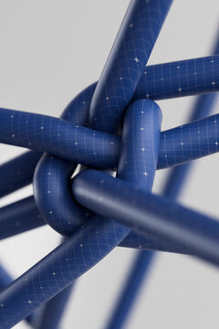Abstract blue tube knot on light background