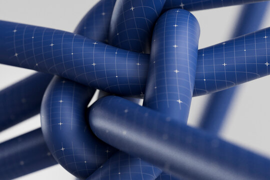 Close-up of intertwined blue tubular structure