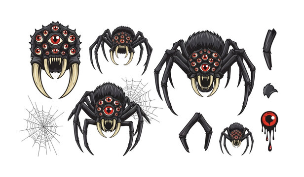 Collection of various spider creatures.