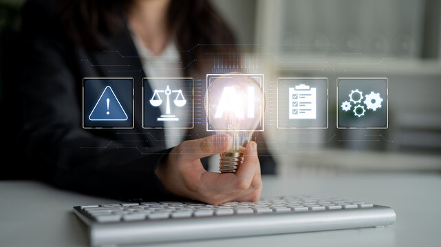 Concept of Artificial Intelligence in legal and regulatory technology. AI systems are used for risk management, process automation, and ensuring compliance with laws and policies. Fermion