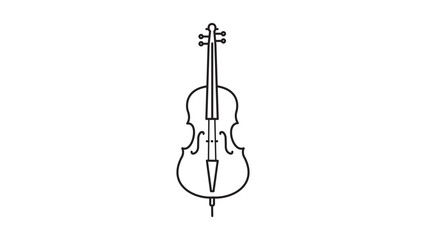 Fototapeta premium Minimalist Cello and Upright Bass Musical Instrument Vector Icon with Editable Stroke; Hand-Drawn Black Line Outline Illustration of a Violoncello for Music Education, Performance, and Graphic Design.