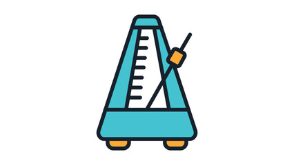 Metronome Music Vector Icon: A modern flat vector illustration on a white background representing a triangular music metronome with editable stroke for tempo, rhythm, and beat measurement. © Alisha