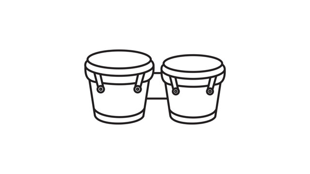 Minimalist Bongo Drums Vector Icon Illustration with Editable Stroke and Adjustable Line Weight; Clean Black Outline Design of Percussion Musical Instrument for Music and Hobby Projects.