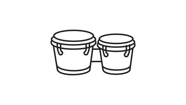 Minimalist Bongo Drums Vector Icon Illustration with Editable Stroke. A Pair of Percussion Musical Instruments in Clean Black Line Art Style on a White Background for Music and Rhythm Designs.